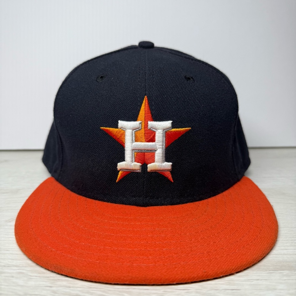 New Era Houston Astros On-Field 59FIFTY Fitted Hat Navy Orange 7 3/4